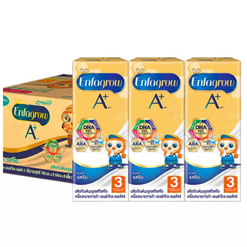 Enfagrow 3 A+ UHT Milk Plain, 180ml Pack of 24