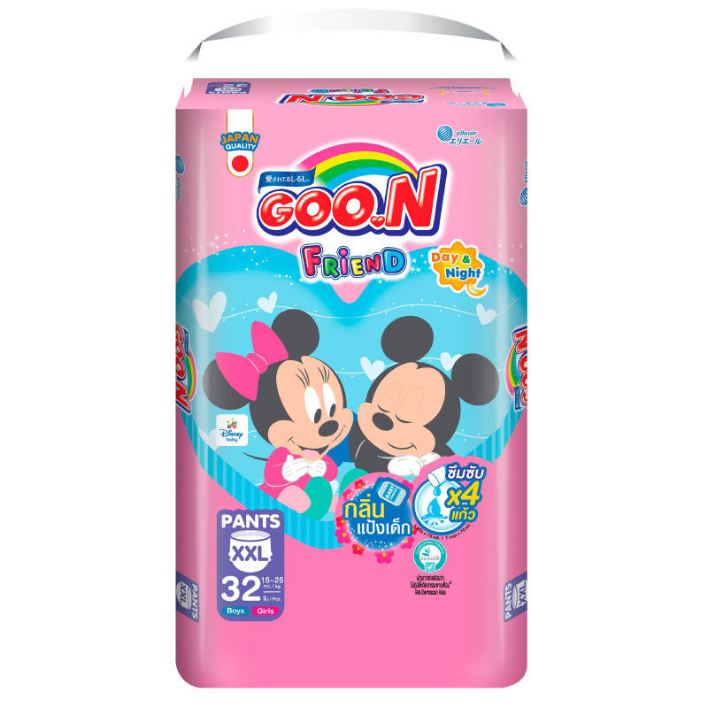 GOON Friend Baby Diaper Pants, Powder Scent, XXL Size, 32 Pieces