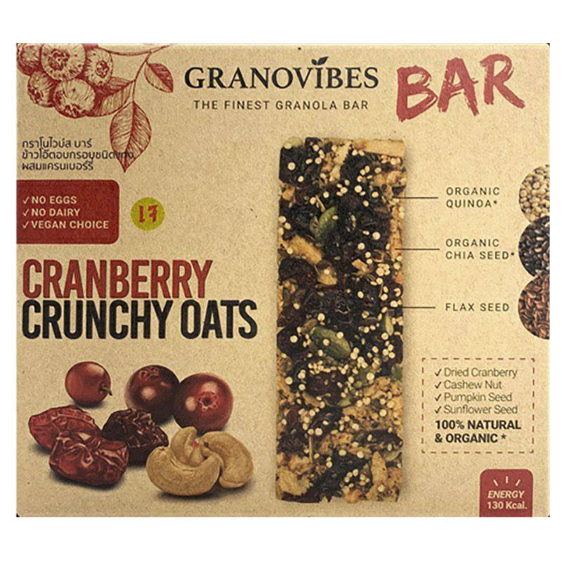 Granovibes Cranberry Crunchy Oats Bar - 168g