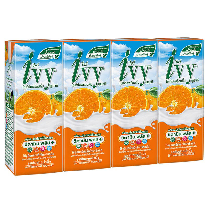 Ivy UHT Orange Drinking Yogurt - 180ml Pack of 4