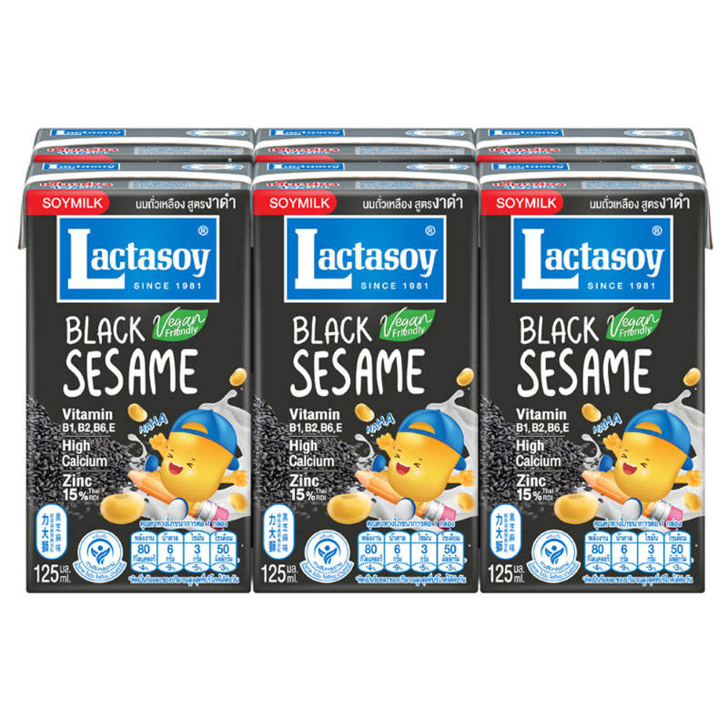 Lactasoy UHT Soy Milk with Black Sesame - 125ml Pack of 6