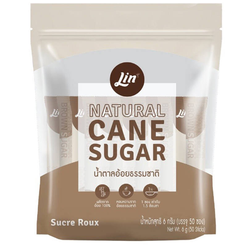 Lin Natural Cane Sugar Stick, 6g, Pack of 50
