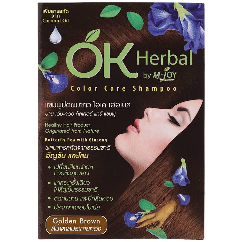 OK Herbal Golden Brown Hair Color Shampoo, 30ml