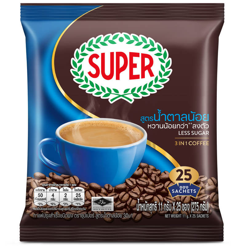 Super Less Sugar Instant Coffee - 11g Pack of 25 Sachets